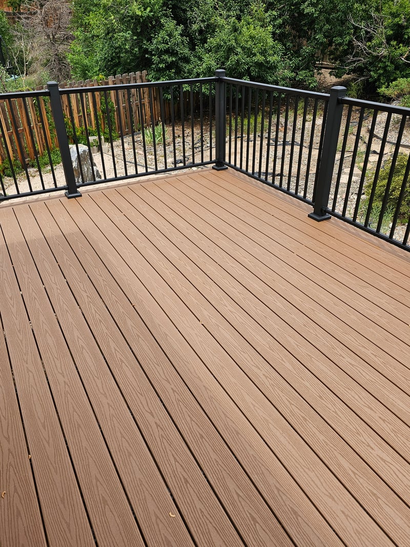 Wraparound custom deck with built-in bench seating