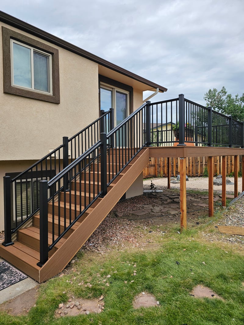 Covered patio and outdoor living space attached to a Colorado Springs home