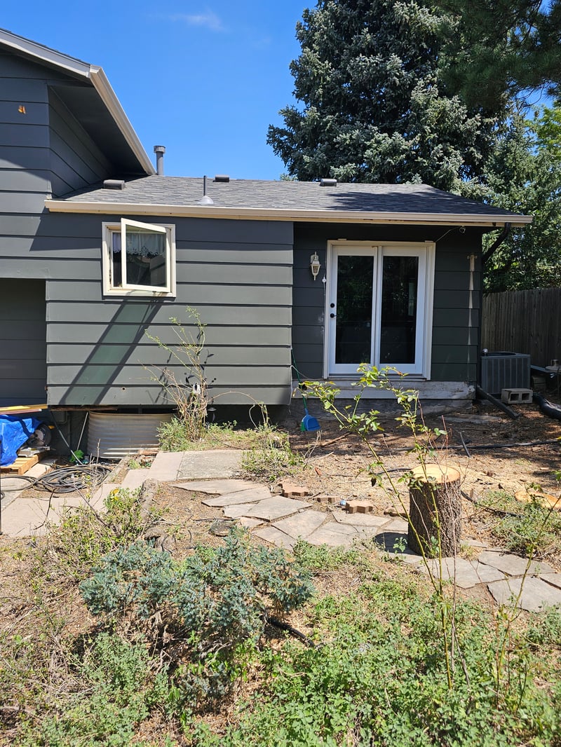Covered patio and outdoor living space attached to a Colorado Springs home