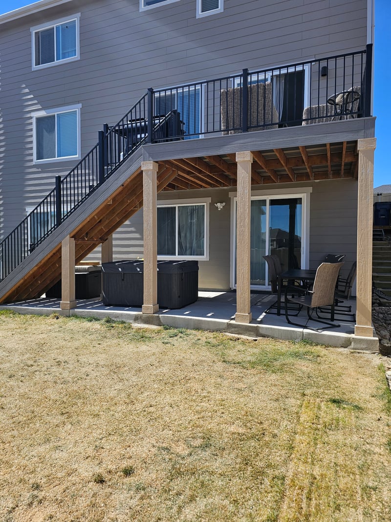 Covered outdoor kitchen and dining deck