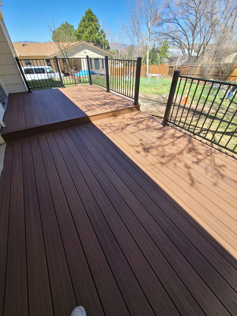Second-story deck with steel cable railings