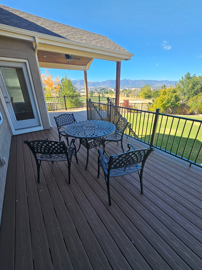 Covered outdoor kitchen and dining deck