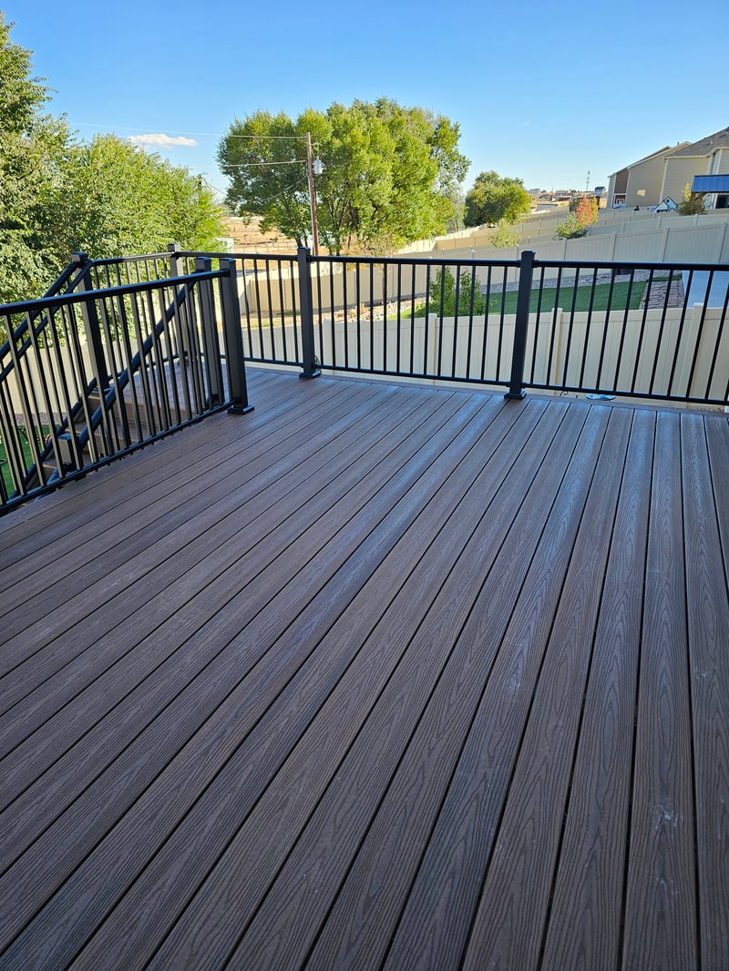Second-story deck with steel cable railings