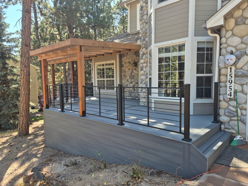 Wraparound custom deck with built-in bench seating