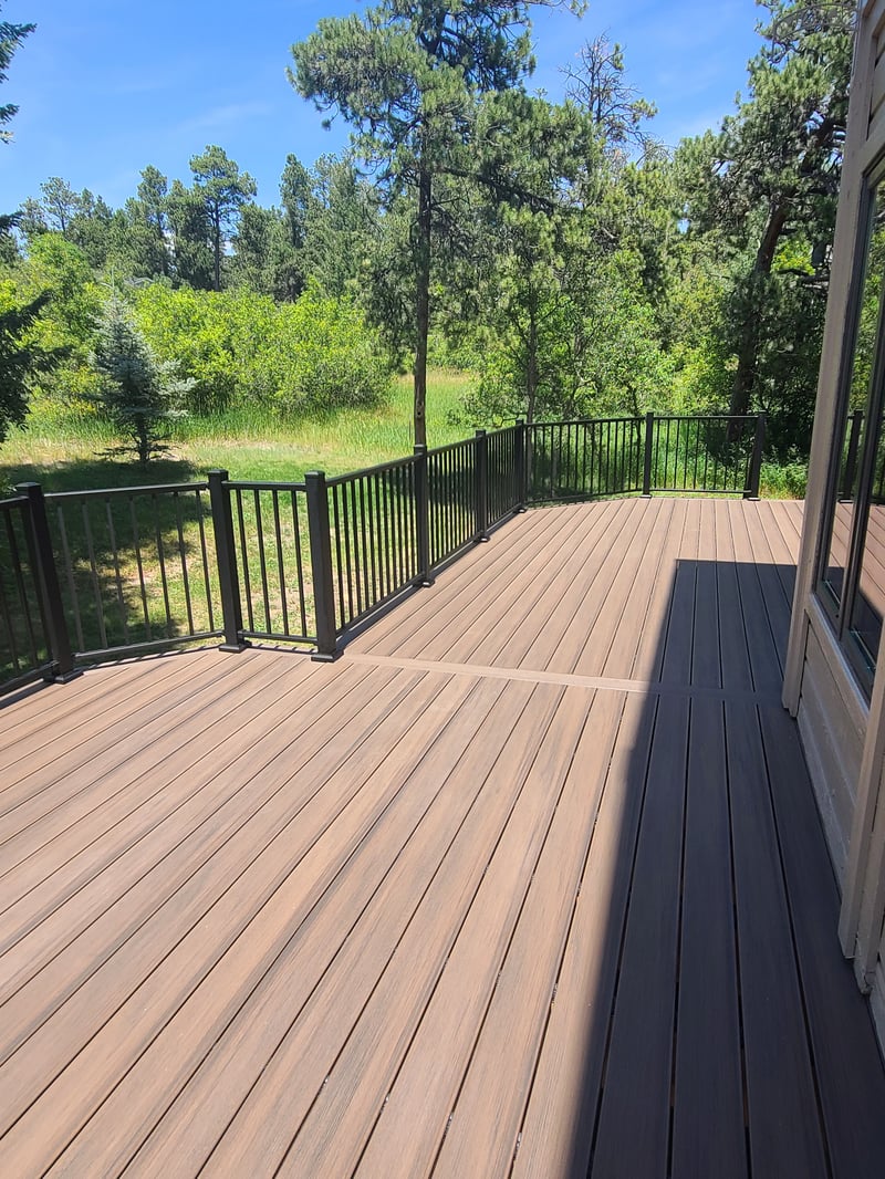 Wraparound custom deck with built-in bench seating