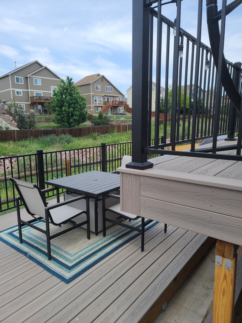 Covered outdoor kitchen and dining deck
