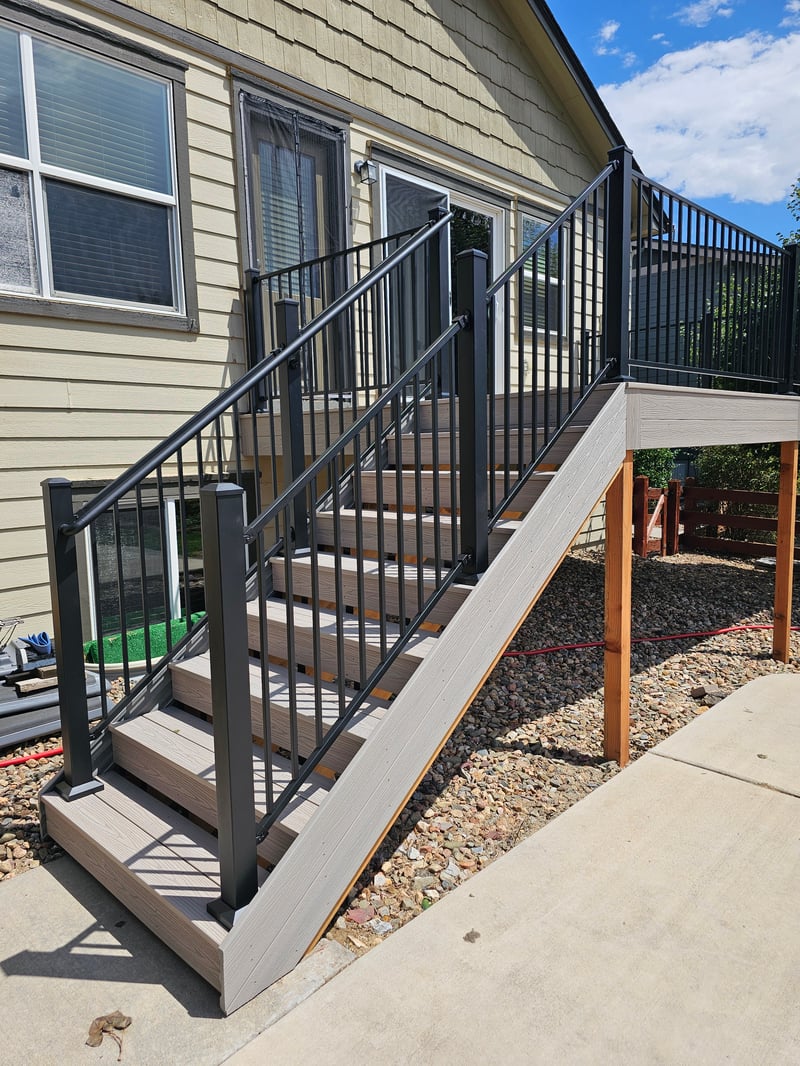 Second-story deck with steel cable railings