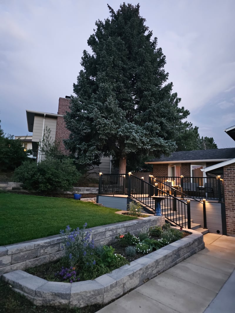 Wraparound custom deck with built-in bench seating