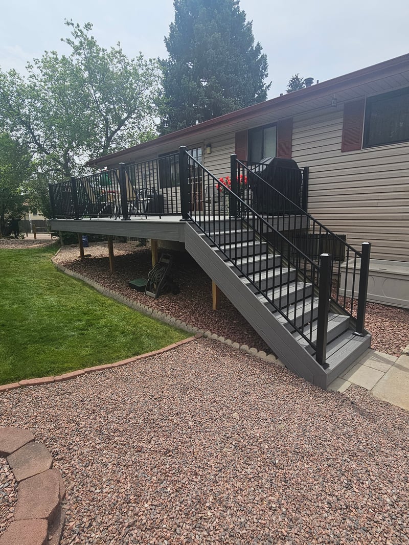 Wraparound custom deck with built-in bench seating