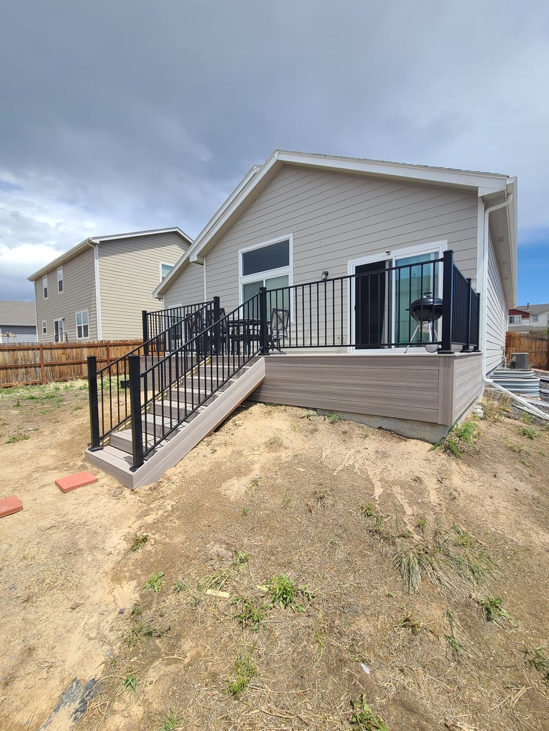 Second-story deck with steel cable railings