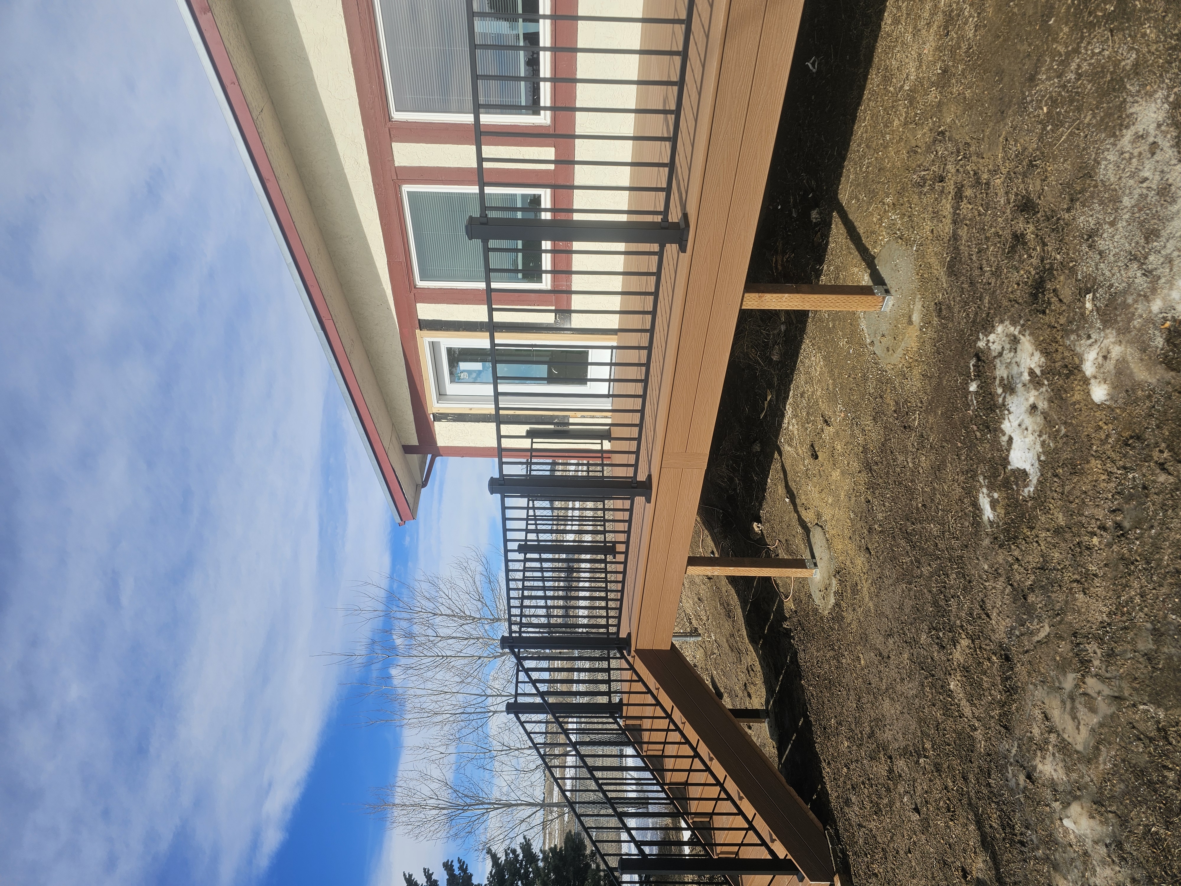 Second-story deck with steel cable railings