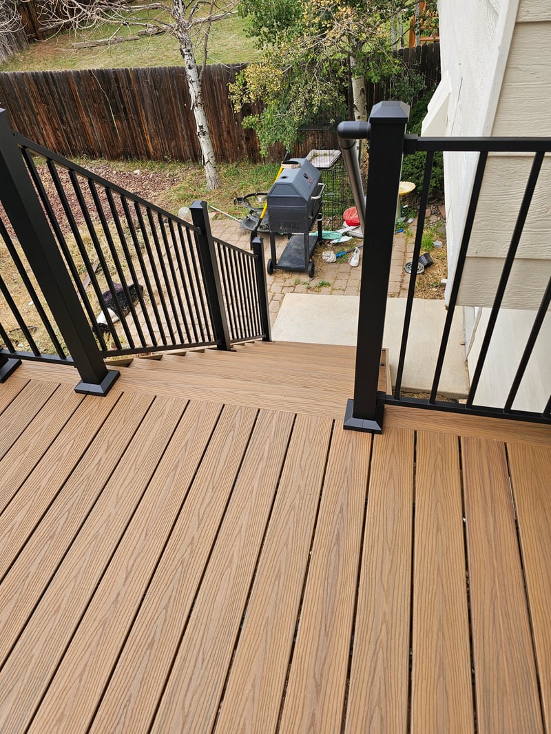 Covered patio and outdoor living space attached to a Colorado Springs home