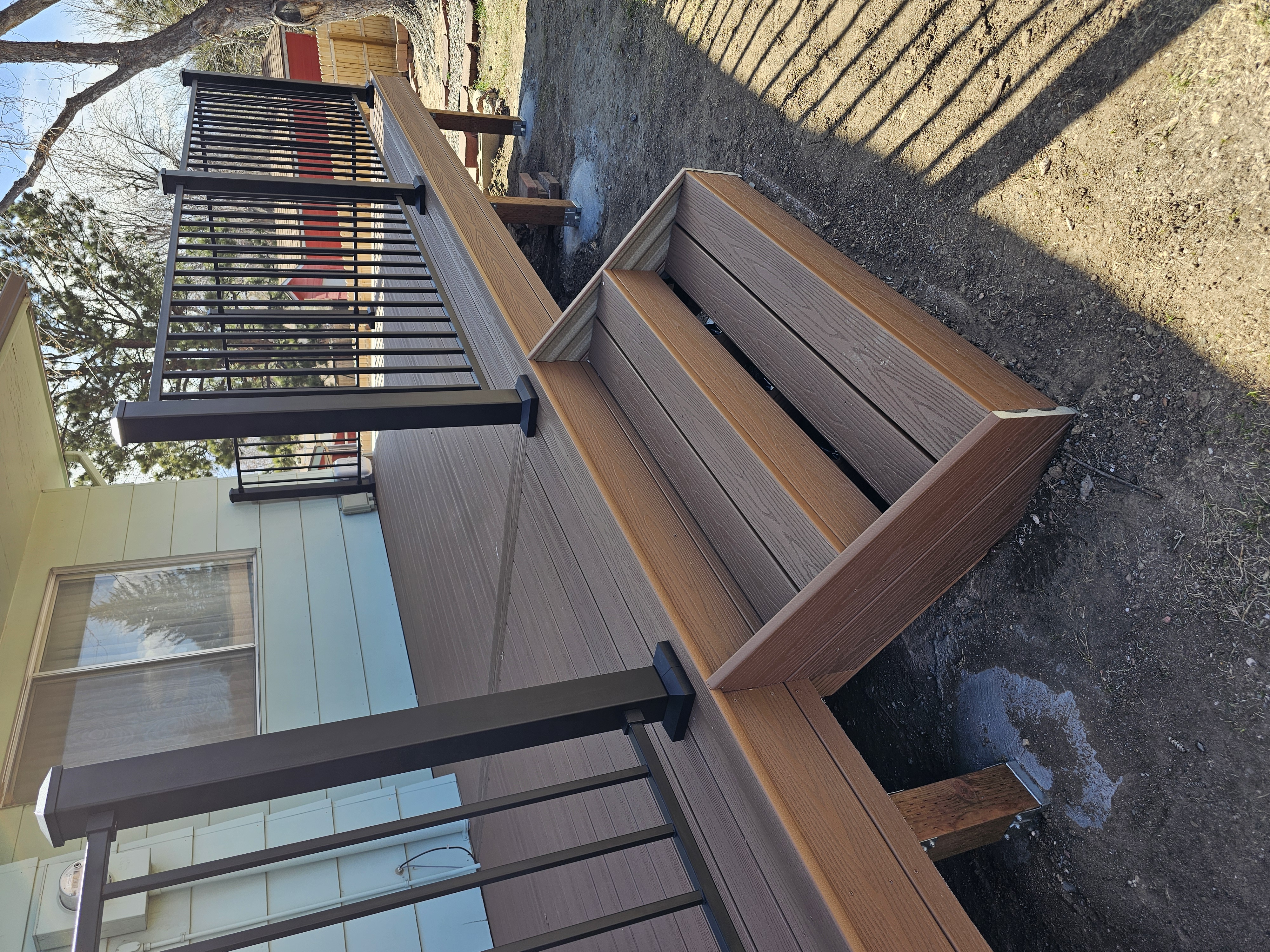 Second-story deck with steel cable railings